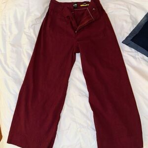 Anthropologie Burgundy Wide Leg Pants